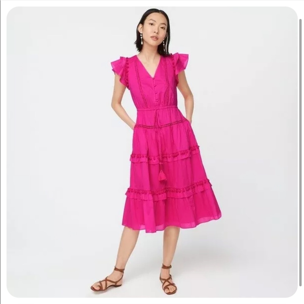 NWT Jcrew neon flamingo midi dress